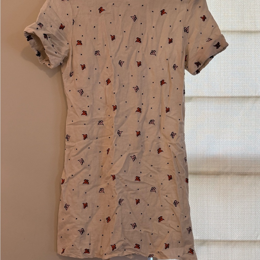 & Other Stories White Mini Dress with Butterfly Print